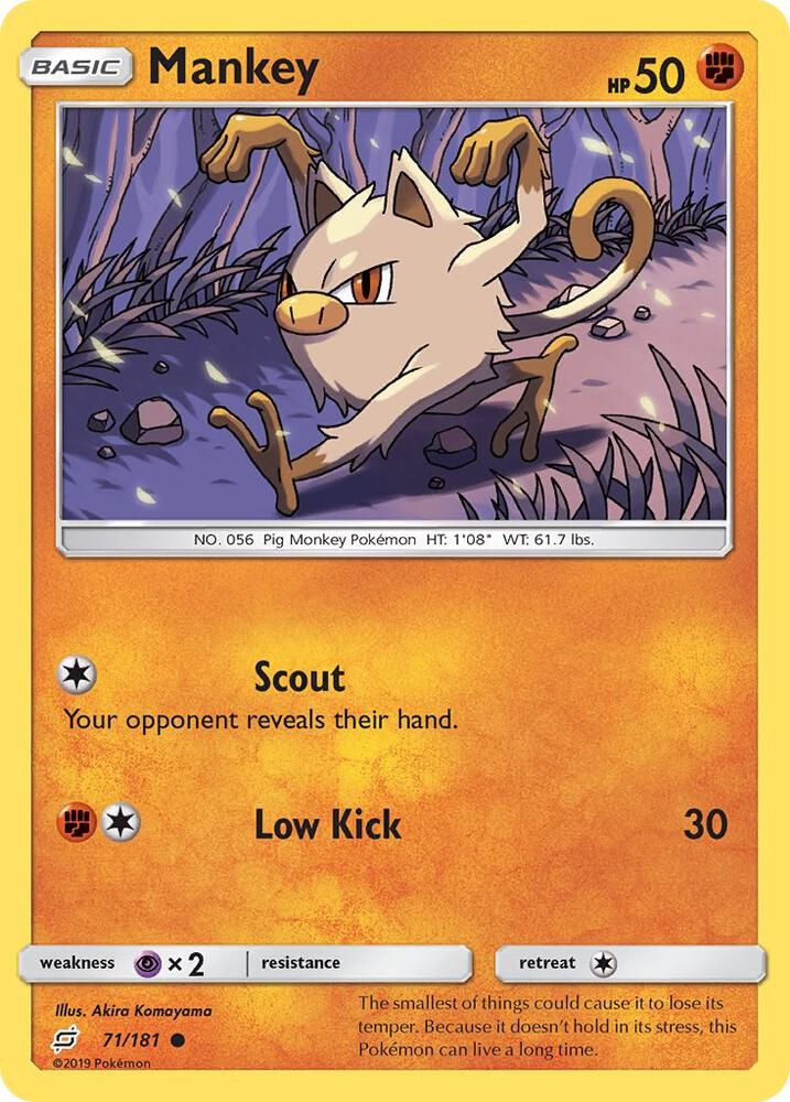 Mankey 71/181 card from SM - Team Up