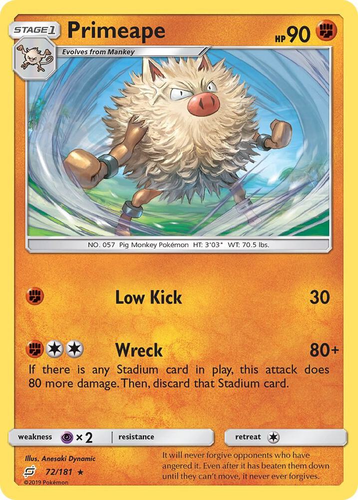 Primeape 72/181 card from SM - Team Up