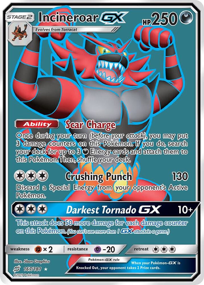 Incineroar GX (Full Art) 167/181 card from SM - Team Up