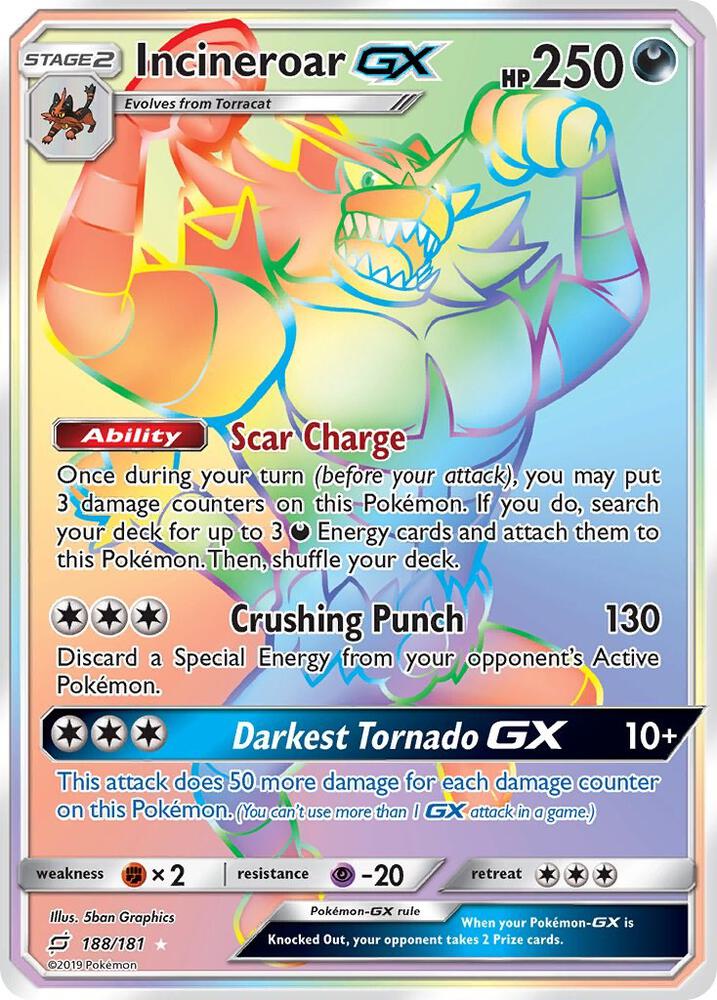 Incineroar GX (Secret) 188/181 card from SM - Team Up