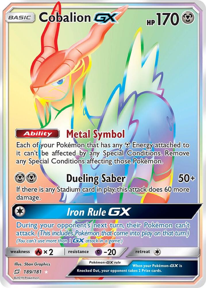 Cobalion GX (Secret) 189/181 card from SM - Team Up