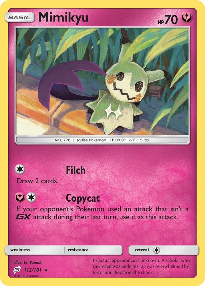 Mimikyu 112/181 card from SM - Team Up