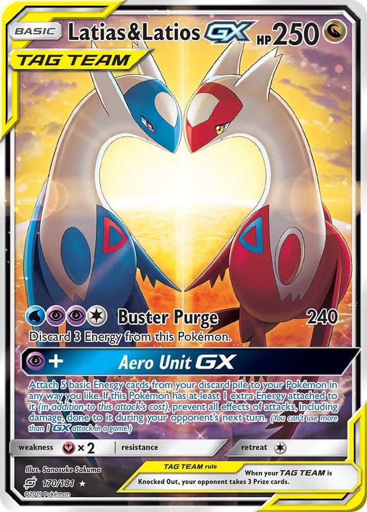 Latias & Latios GX (Alternate Full Art) 170/181 card from SM - Team Up