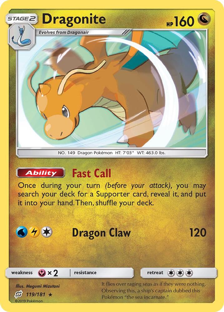 Dragonite 119/181 card from SM - Team Up