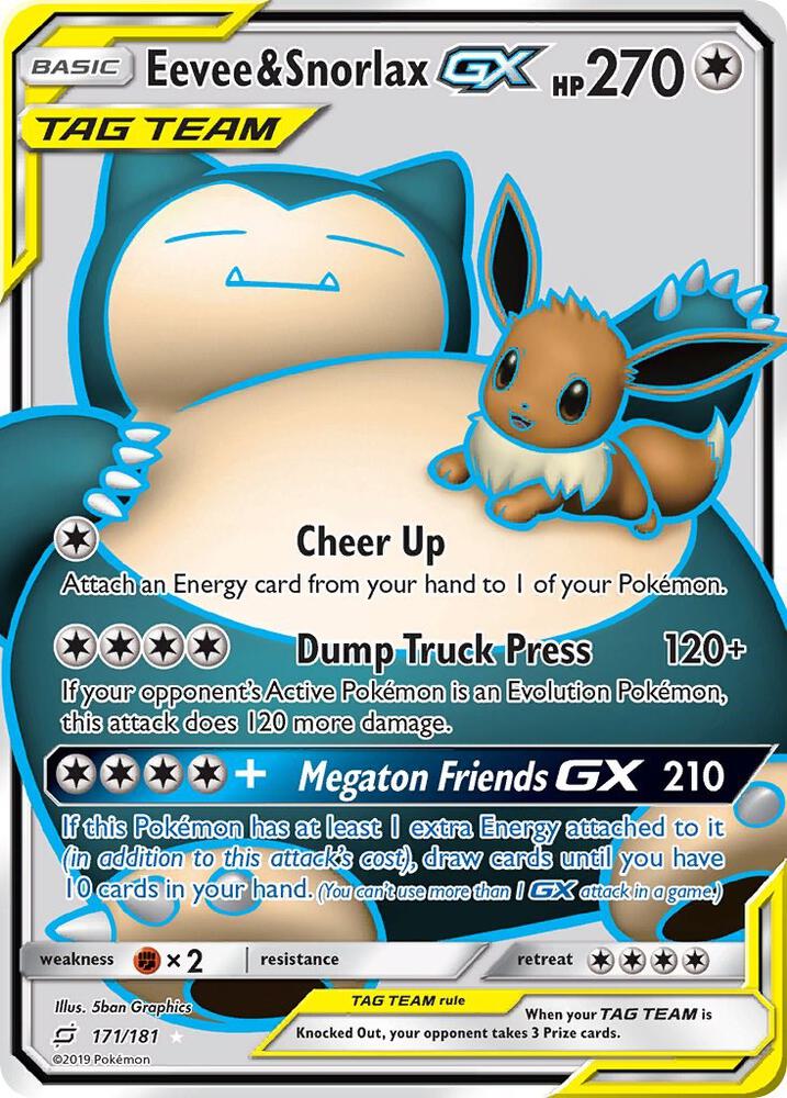 Eevee & Snorlax GX (Full Art) 171/181 card from SM - Team Up