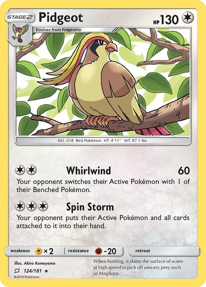 Pidgeot 124/181 card from SM - Team Up