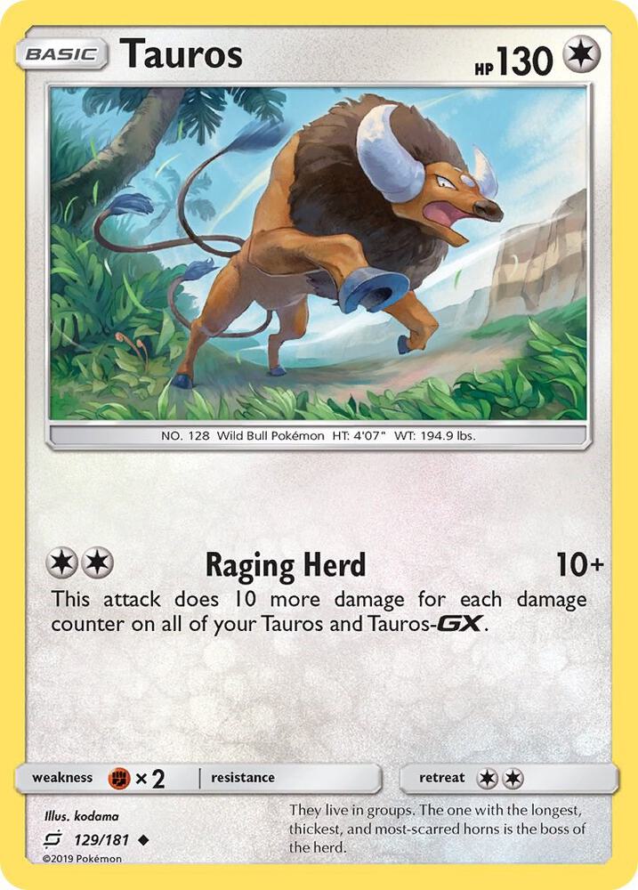 Tauros 129/181 card from SM - Team Up