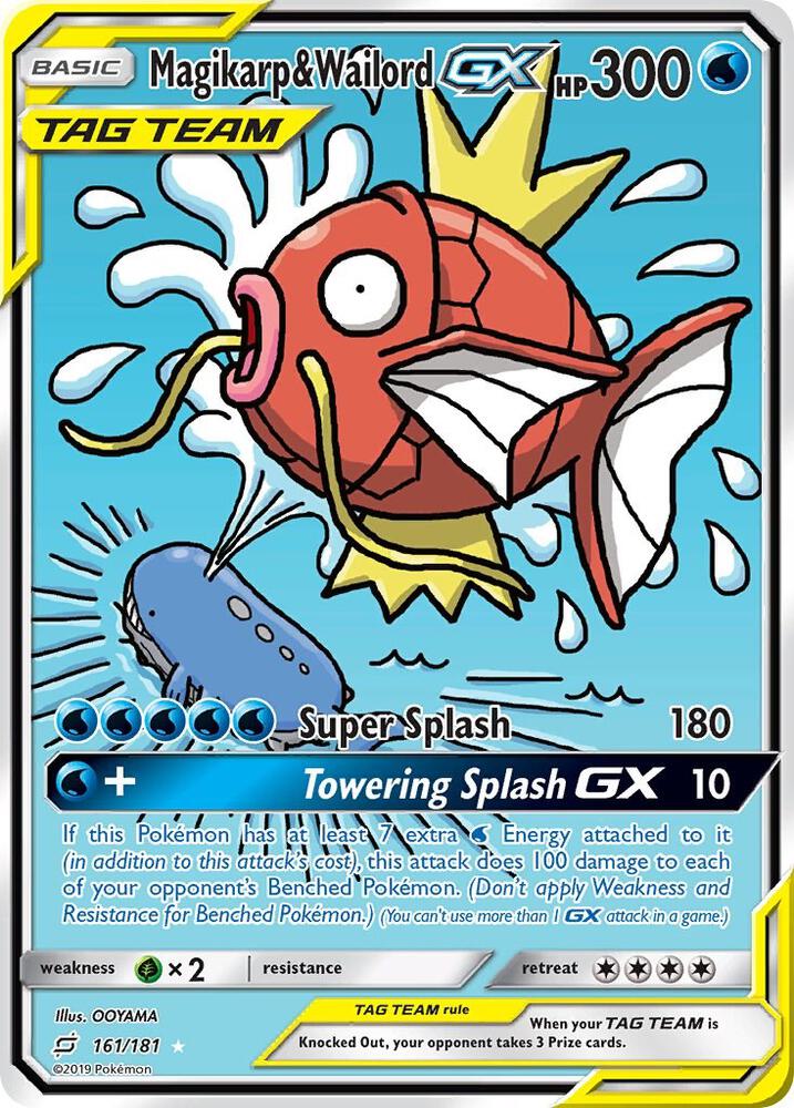 Magikarp & Wailord GX (Alternate Full Art) 161/181 card from SM - Team Up