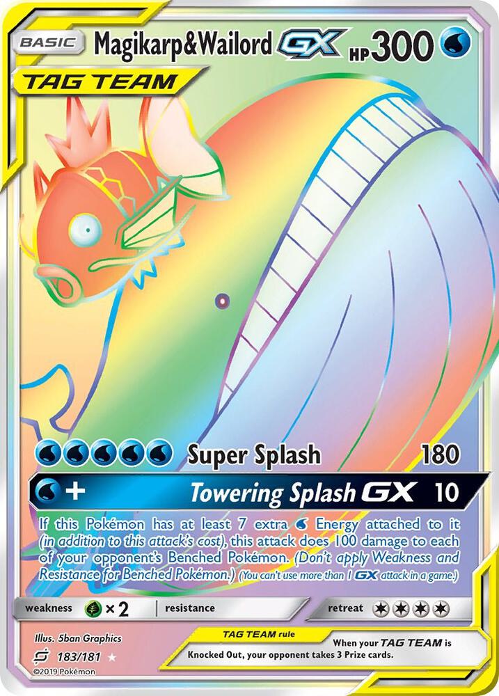 Magikarp & Wailord GX (Secret) 183/181 card from SM - Team Up