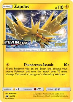 Zapdos (Prerelease) [Staff] SM159 card from SM Promos