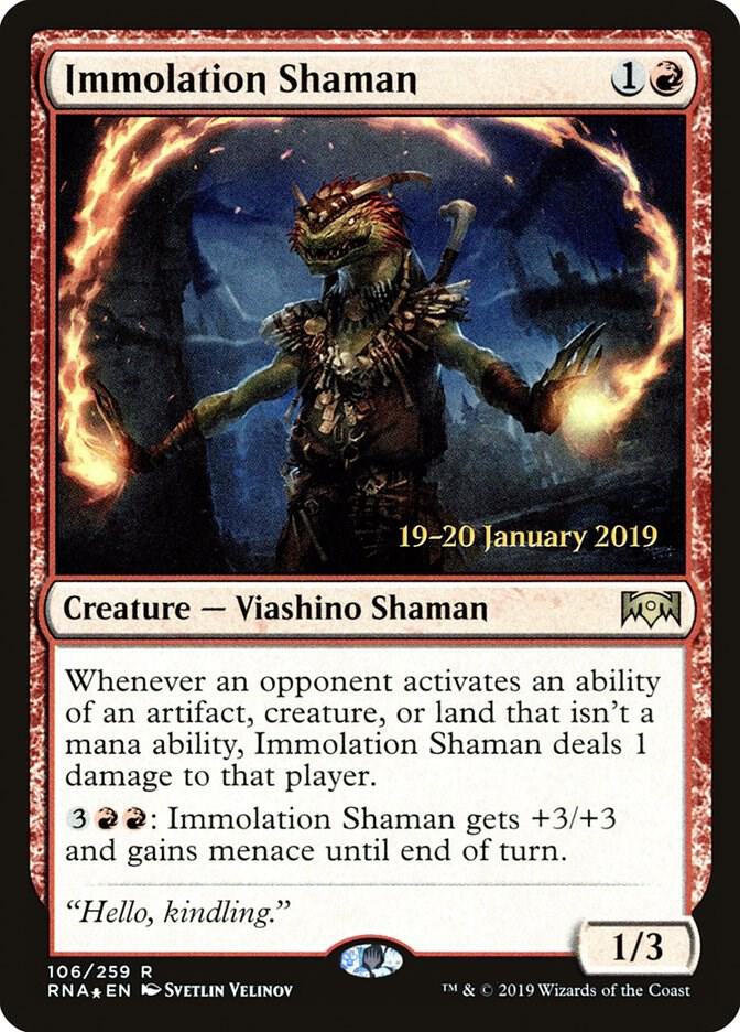 Immolation Shaman 106 card from Prerelease Cards