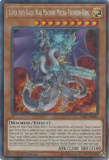 Super Anti-Kaiju War Machine Mecha-Thunder-King SAST-EN081 card from Savage Strike