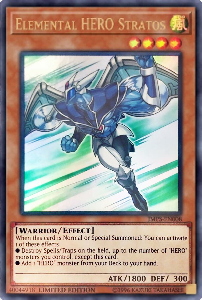 Elemental HERO Stratos JMPS-EN008 card from Shonen Jump Magazine Promos