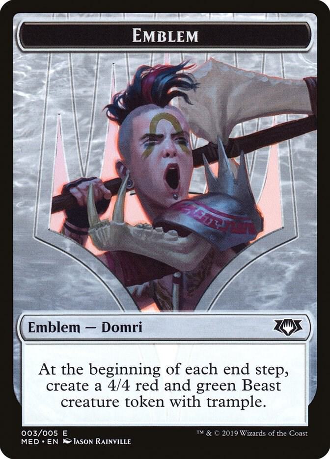 Emblem - Domri, Chaos Bringer 3 card from Mythic Edition: Ravnica Allegiance