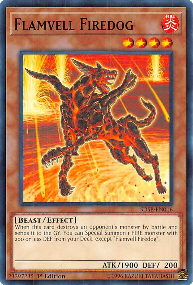 Flamvell Firedog SDSB-EN016 card from Structure Deck: Soulburner