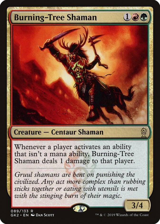 Burning-Tree Shaman 89 card from Ravnica Allegiance: Guild Kits