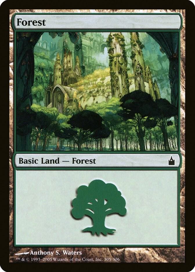 Forest 305 card from Ravnica: City of Guilds