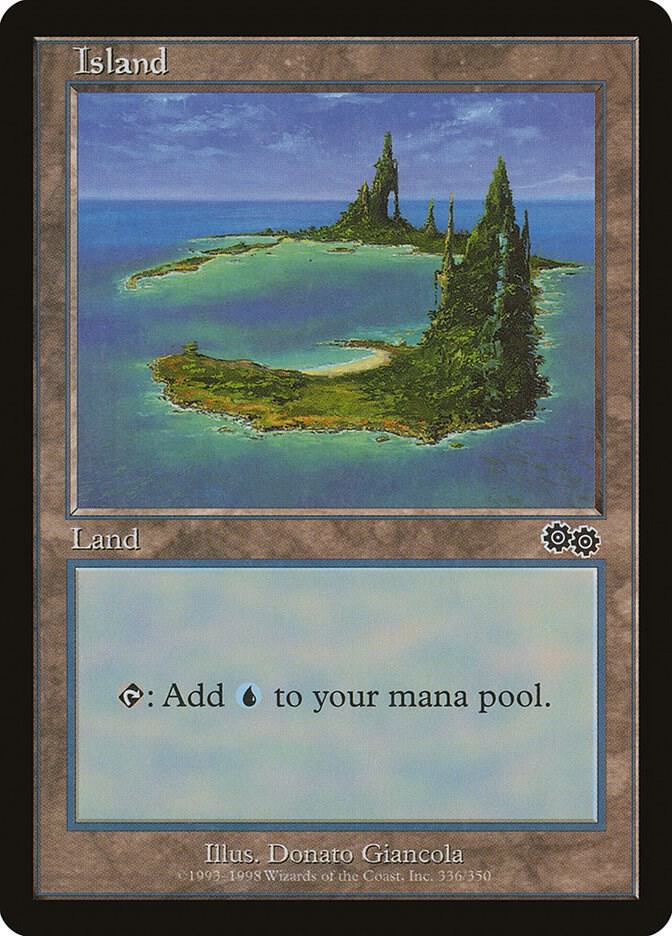 Island 336 card from Urza's Saga