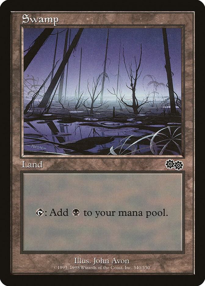 Swamp 340 card from Urza's Saga