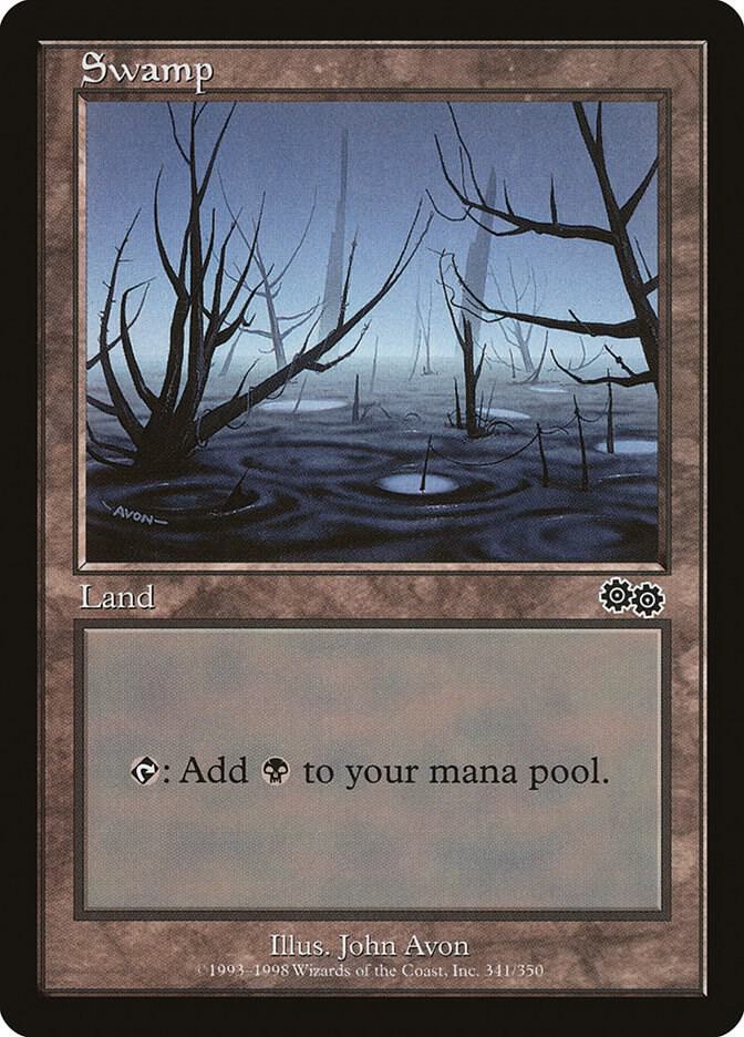 Swamp 341 card from Urza's Saga