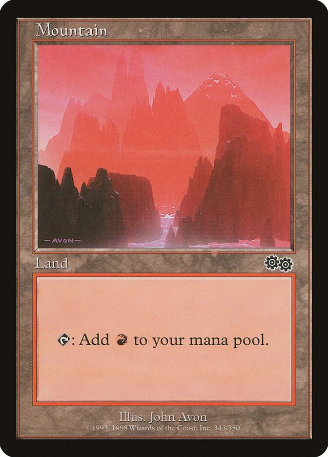 Mountain 343 card from Urza's Saga