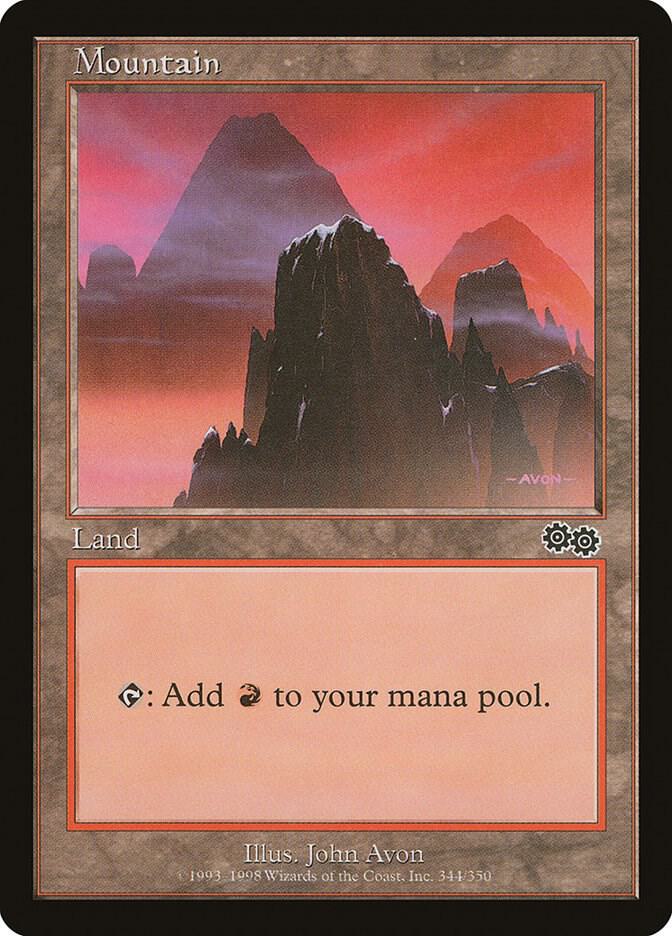 Mountain 344 card from Urza's Saga