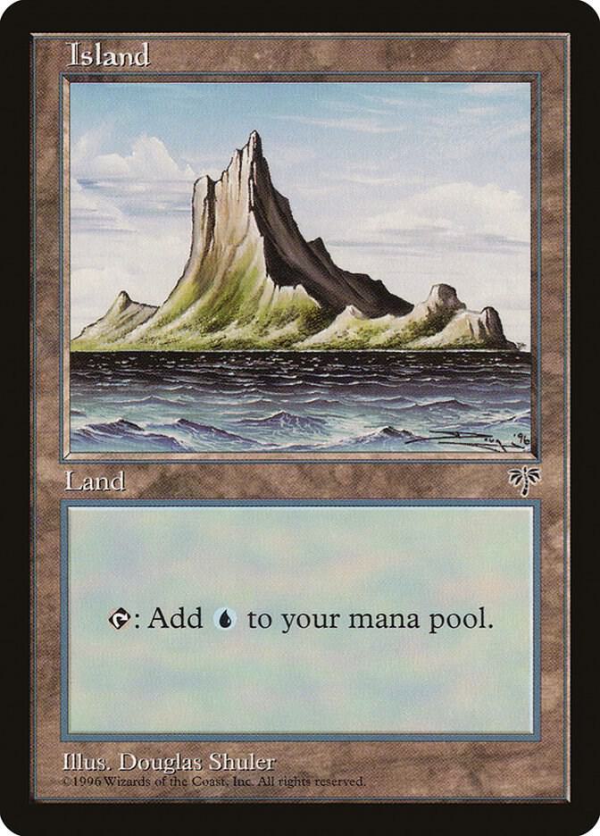Island (Off-Center Spire) card from Mirage