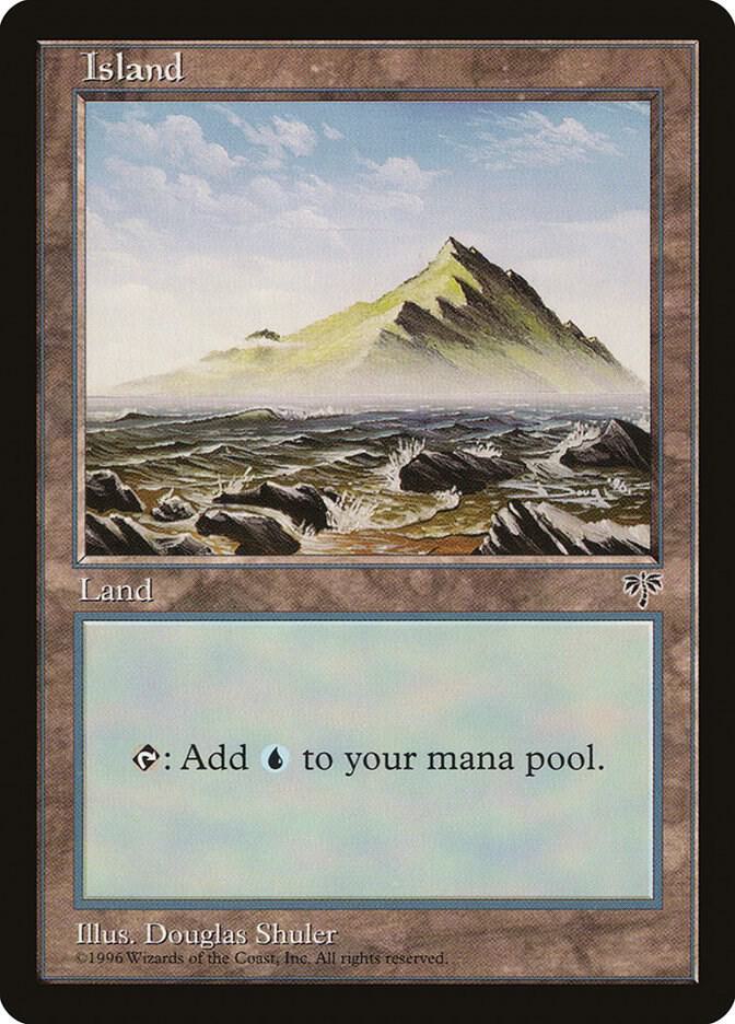 Island (Rocky Water) card from Mirage