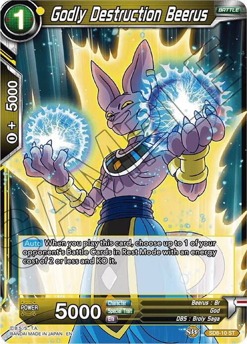 Godly Destruction Beerus SD8-10 card from Destroyer Kings