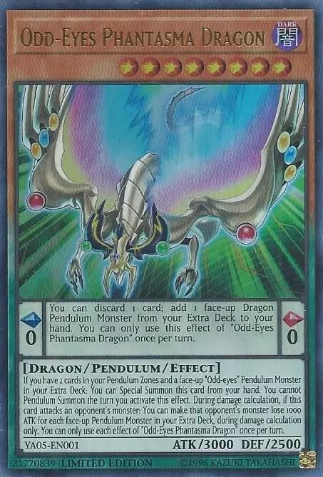 Odd-Eyes Phantasma Dragon YA05-EN001 card from Yu-Gi-Oh! ARC-V Promo Cards
