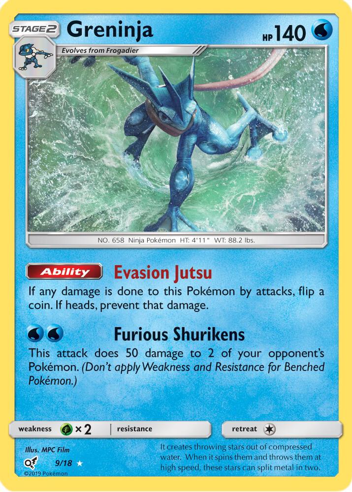 Greninja 9/18 card from Detective Pikachu