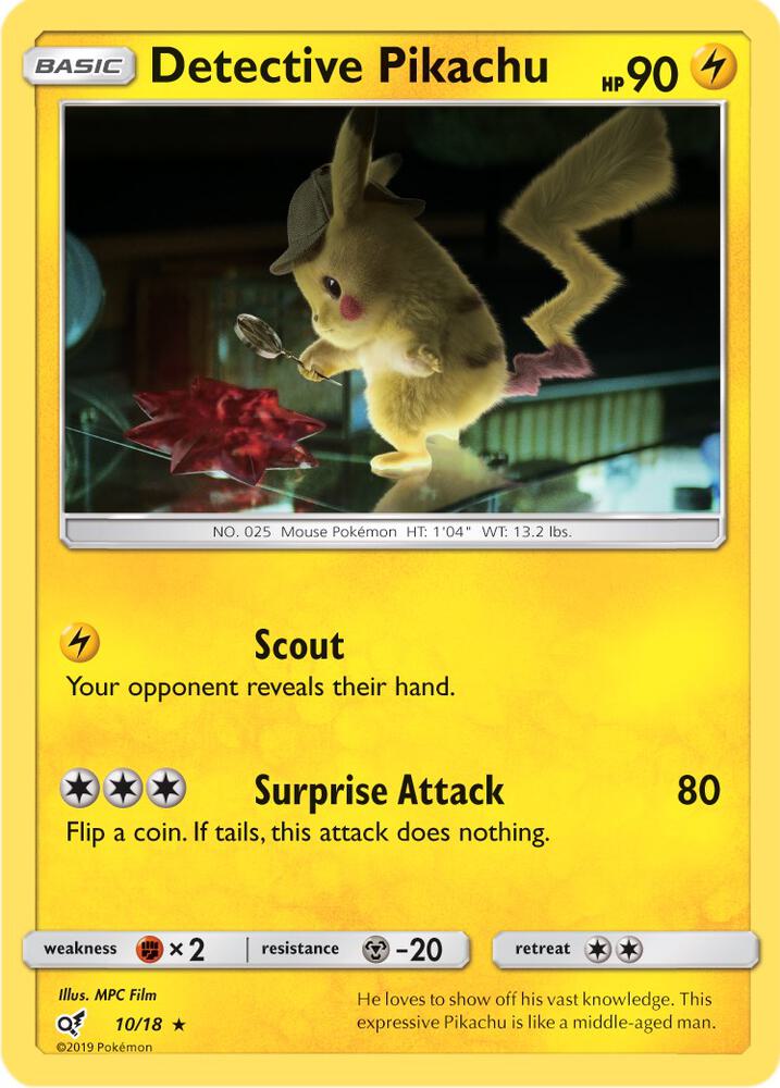 Detective Pikachu 10/18 card from Detective Pikachu