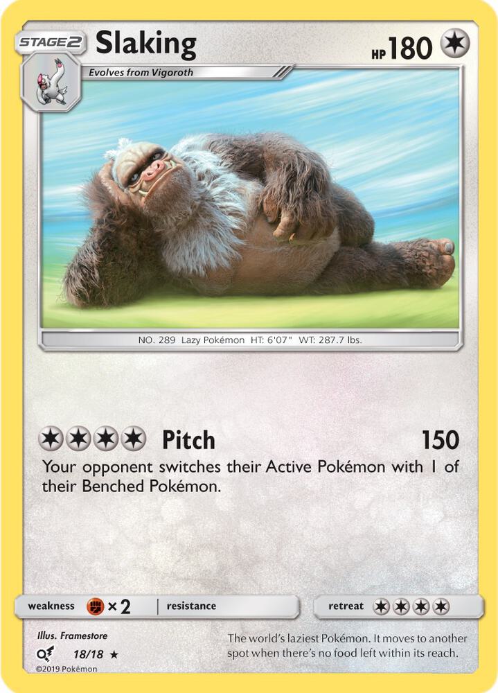 Slaking 18/18 card from Detective Pikachu