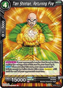 Tien Shinhan, Returning Fire BT6-111_PR card from Destroyer Kings Pre-Release Cards