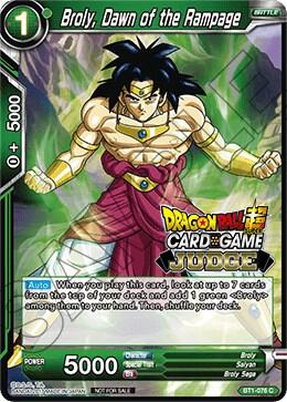 Broly, Dawn of the Rampage BT1-076 card from Judge Promotion Cards