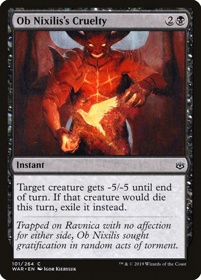Ob Nixilis's Cruelty 101 card from War of the Spark