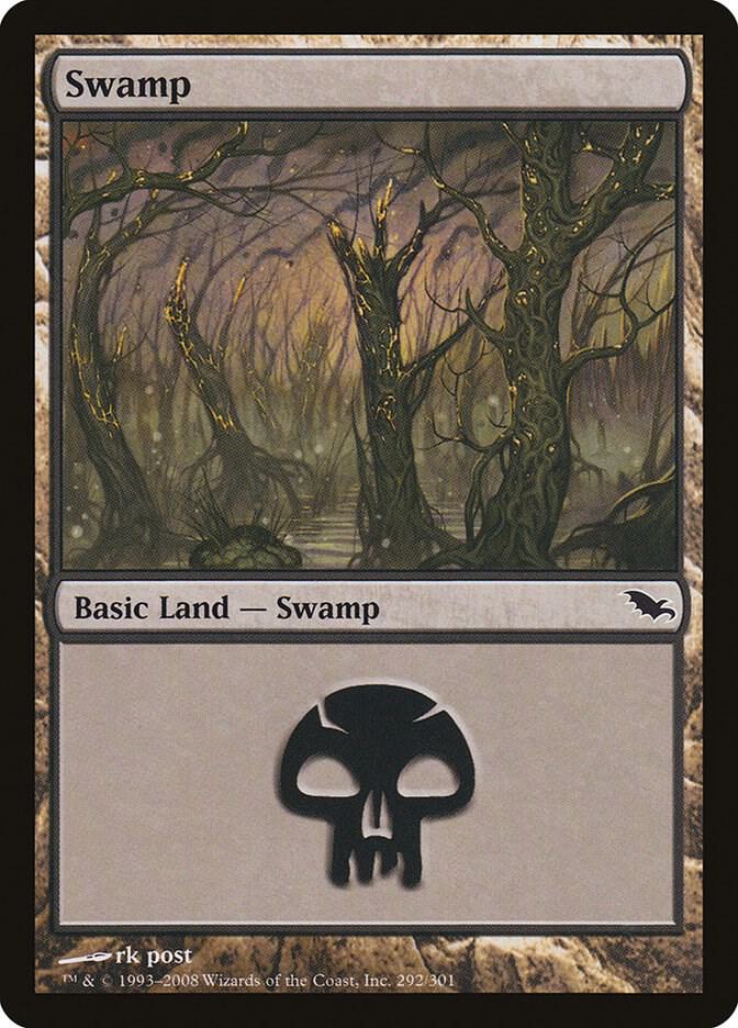Swamp 292 card from Shadowmoor