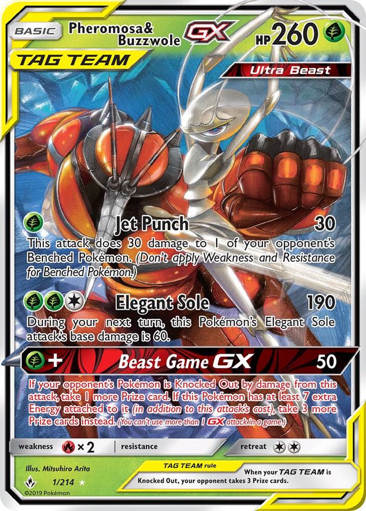 Pheromosa & Buzzwole GX 1/214 card from SM - Unbroken Bonds