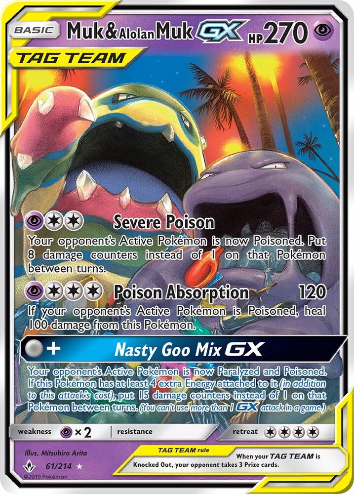 Muk & Alolan Muk GX 61/214 card from SM - Unbroken Bonds
