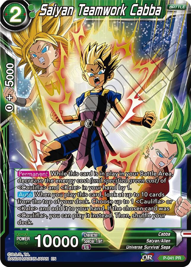 Saiyan Teamwork Cabba (Alternate Art) P-041 card from Special Anniversary Set