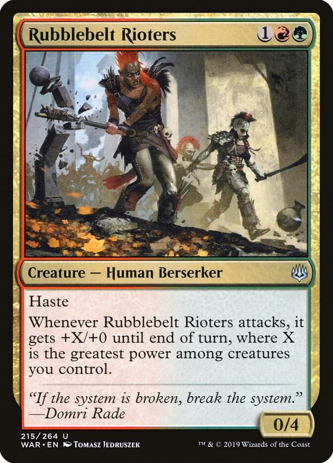 Rubblebelt Rioters 215 card from War of the Spark