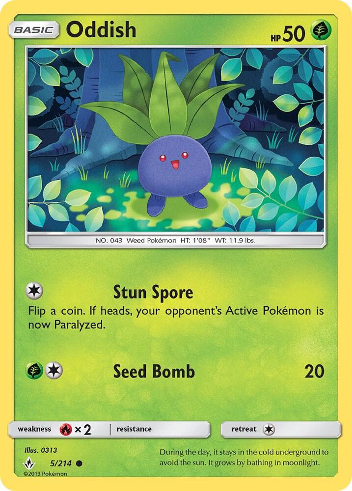 Oddish (5) 5/214 card from SM - Unbroken Bonds