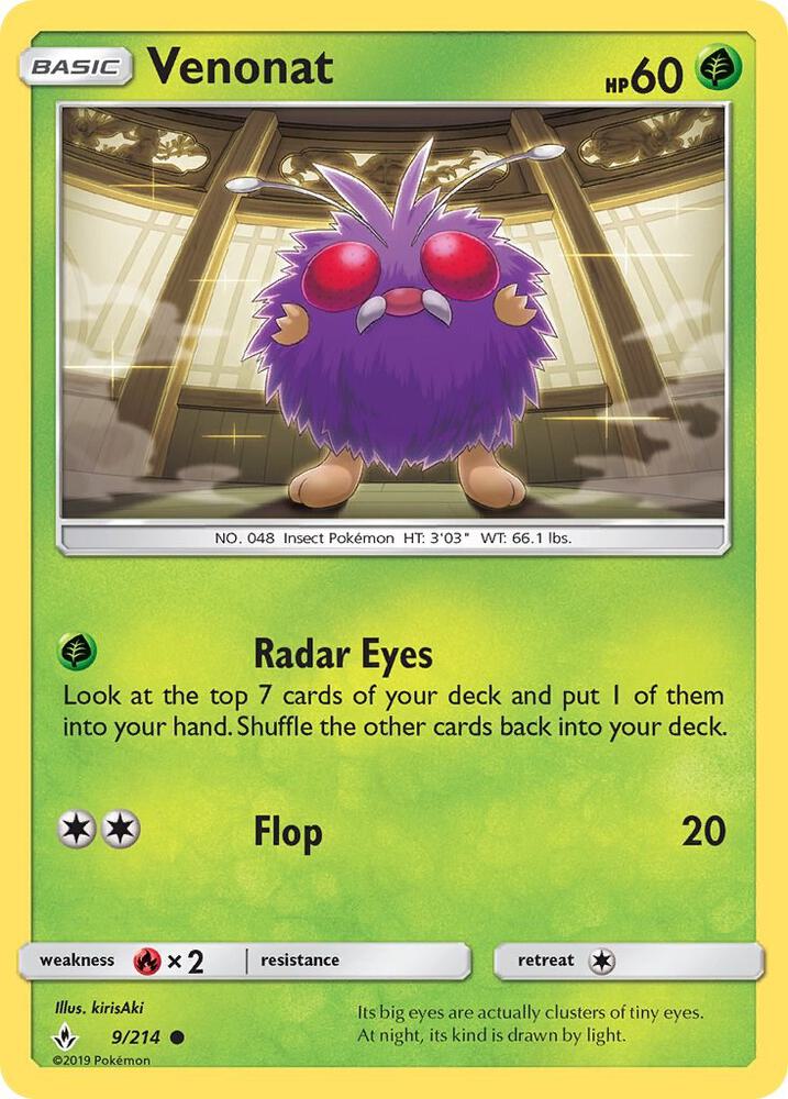 Venonat (9) 9/214 card from SM - Unbroken Bonds