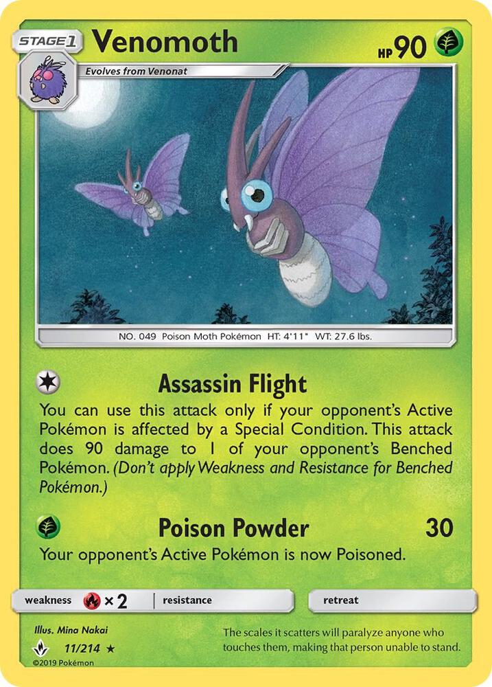 Venomoth 11/214 card from SM - Unbroken Bonds