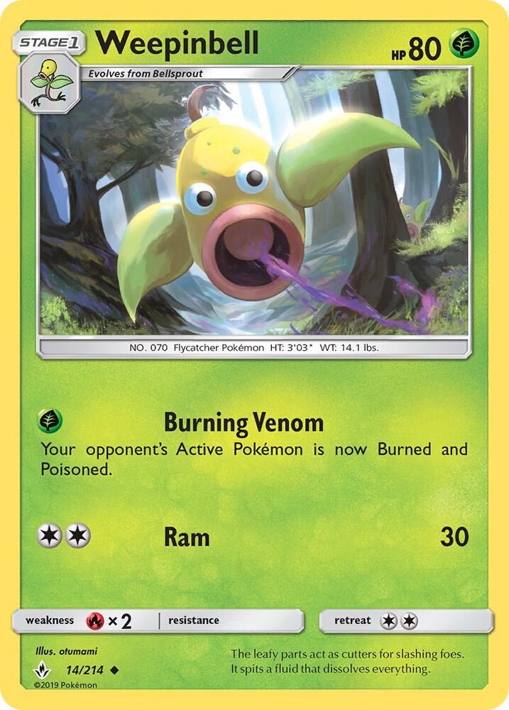 Weepinbell 14/214 card from SM - Unbroken Bonds