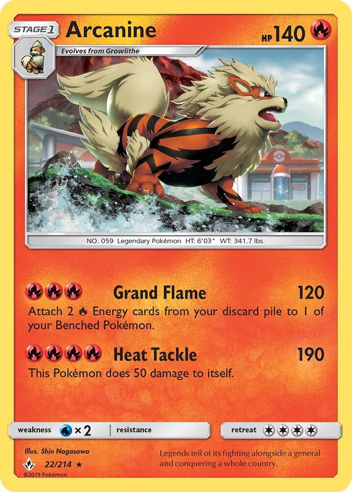 Arcanine 22/214 card from SM - Unbroken Bonds