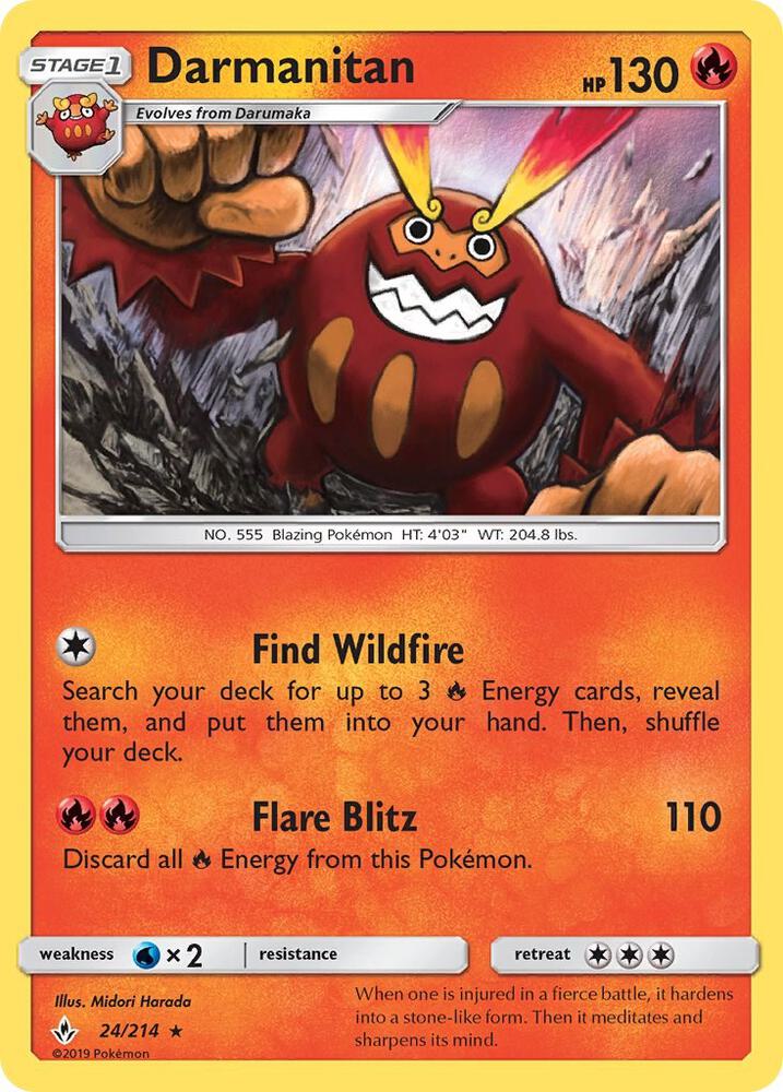 Darmanitan 24/214 card from SM - Unbroken Bonds