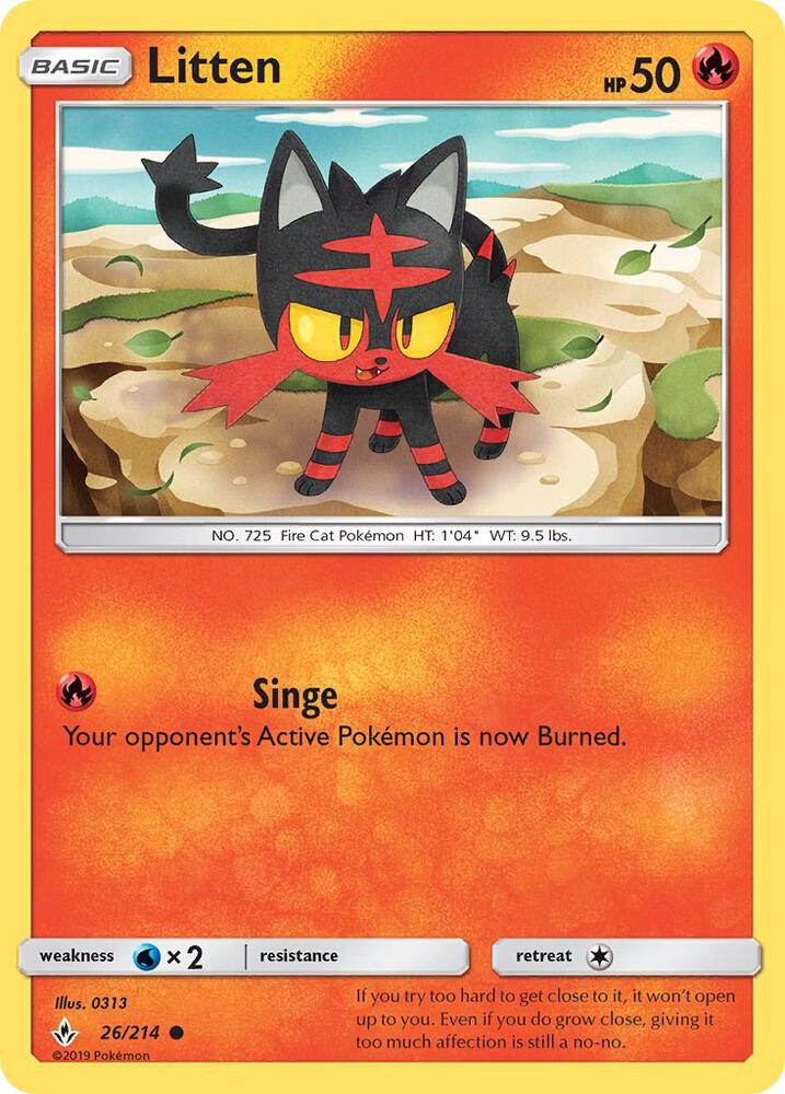 Litten (26) 26/214 card from SM - Unbroken Bonds