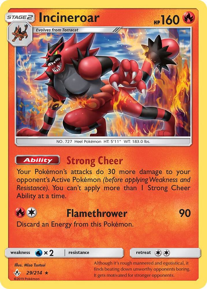 Incineroar 29/214 card from SM - Unbroken Bonds