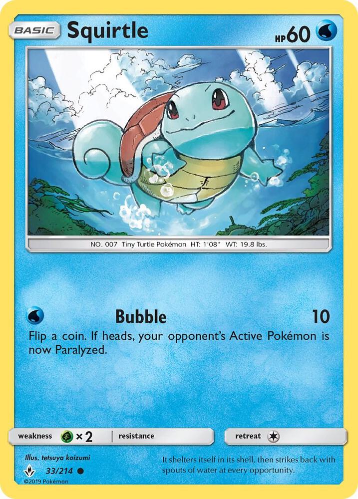Squirtle 33/214 card from SM - Unbroken Bonds